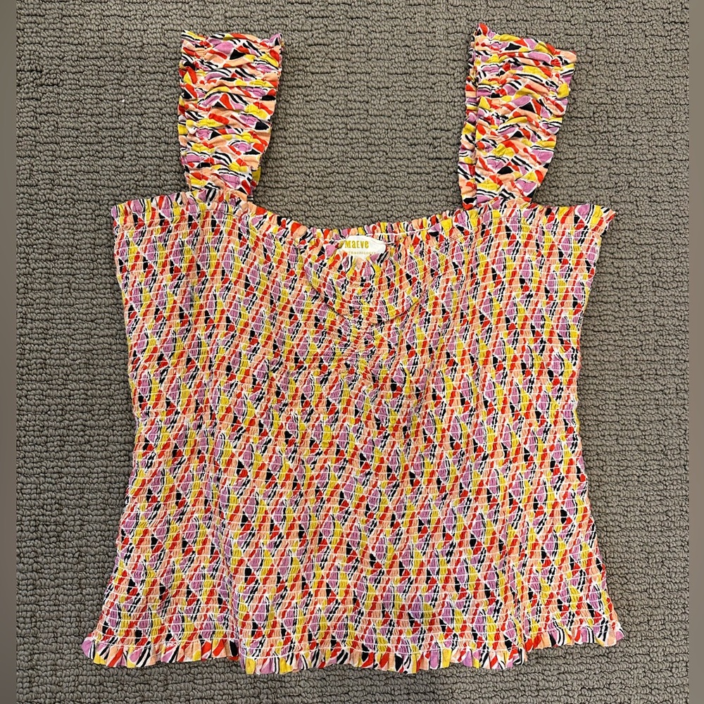 NWOT Anthropologie Maeve Cinched Patterned Tank Top Size Medium